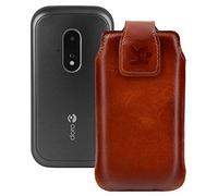 Suncase Original Leather Case Compatible with Doro Leva L20 in Burned Cognac