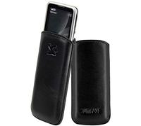 Suncase Original Leather Case compatible with Nokia 6700 Classic Cover Bag Ultra Slim Leather Case Protective Case (with pull tab) in black