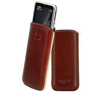 Suncase Original Leather Case compatible with Nokia 6700 Classic Cover Bag Ultra Slim Leather Case Protective Case (with pull tab) in brown