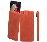 Suncase Slim Edition Genuine Leather Case Compatible with Umidigi A15C Case (with Pull-Up Strap and Magnetic Closure) in Antique Salmon Pink