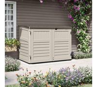 Suncast 4 x 3.2ft Vanilla Stow Away Wheelie Bin Shed - Size: 3 x 4ft - Cream - Wilko