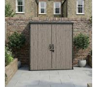 Suncast Woodland Vertical 6X4 Ft Lean To Iron Ore & Ash Resin 2 Door Shed With Floor (Windowless)