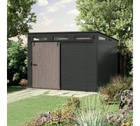 Suncast Woodland Vertical 7X10 Ft Pent Iron Ore & Ash Resin Shed With Floor & 5 Windows