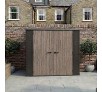Suncast Woodland Vertical 7X4 Ft Lean To Iron Ore & Ash Resin 2 Door Shed With Floor