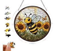 Suncatcher Acrylic Window Art Puzzle 7.48in Bee Animal Ornament