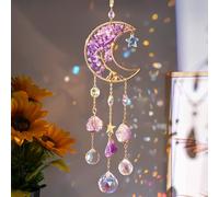 Suncatcher Crystal Wind Chime, Hanging Wind Chime Rainbow Moon Pendant Crystals, Window Decoration, Hanging, Crystal Suncatcher Prism Light Catcher Suncatcher for Garden, Home, Office
