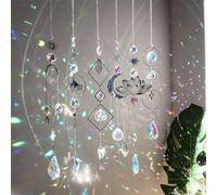 Suncatcher Crystal Window, 6-Piece Set of Lotus Bead Pendant Decorations, Window Decoration Hanging, Crystal Suncatcher, Rainbow Crystal Pendant, Home Garden Decoration (Silver)