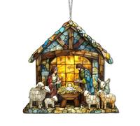 Suncatcher for Nativity Scene - 6 Inch Colorful Acrylic Ornament, Hand Painted Christmas Window Decoration, Colorful Light of the Holy Family | Religious Hanging Ornament