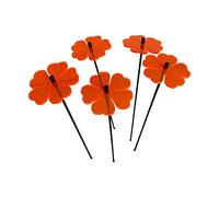 Suncatcher Garden Decor Glowing Double Blossoms Ornaments Set of 5 Garden Stakes 25cm/9.8 inches high Indoor Outdoor Yard Gardeners Gift, Colour:Orange