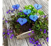 SunCatcher Garden Decor Ornaments Hearts, Set of 5 Decorative Garden Stakes, 25cm/10'' high Outdoor Yard Accessory, Great Gardeners Gift, Colour:Blue