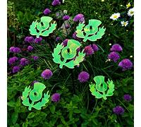 SunCatcher Garden Decor Ornaments Scottish Thistles, Set of 5 Garden Stakes, 50cm, 19.7 inch high Outdoor Yard Accessory Gift for Gardeners, Colour:fluorescent Green