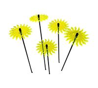 SunCatcher Garden Decor Ornaments Smiling Suns, Set of 5 Decorative Garden Stakes, 25cm/10'' high Outdoor Accessory, Great Gardeners Gift, Colour:Yellow