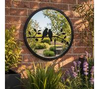 SunCatcher Garden Decor Two Little Birds Garden Mirror Round Mirror 50cm / 19.6 inch Outside Rust Resistant Acrylic Fixings Included Gift
