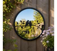 SunCatcher Garden Decor Two Little Birds Garden Mirror Round Mirror Outside Rust Resistant Acrylic Fixings Included Gift 42cm / 16.5 inch