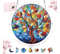 Suncatcher Jigsaw, Tree of Radiant Glass Puzzle - Acrylic Sun Catcher for Window Door Garden, Ideal Mother's Day Christmas Birthday Gifts for Women Men (A)
