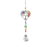 Suncatcher Natural Chakra Tree of Life Healing Crystal Pendant, Rainbow Maker for Windows, Spiritual Gift for Women Girls, Colorful Life Tree Decor for Home Car Garden