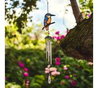 Suncatcher Robin/Blue Tit/Orange Butterfly/Kingfisher Wind Chime - Enchanting Outdoor Decorative Wind Chime with Blue Tit Suncatcher Design for Garden & Patio Decor (Kingfisher)