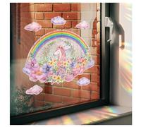 Suncatcher Sticker, Rainbow Window Stickers Children, Unicorn Prism Window Sticker, Reusable Bird Anti-Collision Window Sticker, Rainbow Film Window for Children's Room, Girls (MX-1)