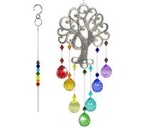 Suncatcher Tree of Life 7 Chakra Crystal Ball Prisms Hanging Ornament for Window Rainbow Maker Home Garden Decor Sun Catcher for Grandma (Chakra-Small)