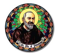 Suncatcher Window Sticker Saint Theresa, Therese, Pio, Joseph, Perpetual Help, Our Lady of Lourdes, Knock, bless This House, Sacred Heart Mary Jesus, Holy Family (Saint Pio)