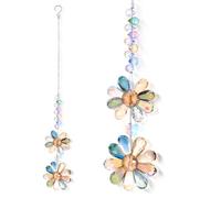 Suncatcher Window Sun Catchers, Flower Sun Catcher Crystals, Window Rainbow Maker Crystal Hanging Decor for Home Patio Indoor Outdoor Garden Kitchen Windows Curtains Decor (Dark Multicolor)