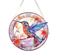 Suncatchers for Windows, Stained Glass Suncatcher, Sun Catchers for Garden, 20 cm Round Bird Design, Window Hanging Decor for Bird Lovers and Home Decor