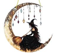 Suncatchers for Windows, Vintage Acrylic Moon & Witch Sun Catchers, Gothic Stained Glass Window Hangings for Living Room Bedroom Window Decoration Wall Art Decor, Witch Gifts (20 * 20cm)