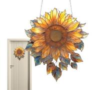 Suncatchers Sunflower Acrylic Stained Glass Sun Catcher | Stained Glass Window Hangings | Exquisite Sunflower Acrylic Window Decor | Patio Garden Hanging Tree Ornaments | Acrylic Window Ornament
