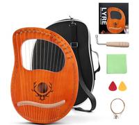 SUNCELRENT 16 String Lyre Harp, Full Kit with Mahogany Body, Tuning Wrench, Strings & Manual, Lightweight Soul Healing Instrument for Music Lovers