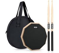 SUNCELRENT 8 Inch Silent Drum Pad, Dumb Drum Beginner Rubber Practice Pad, with 5A Drum Sticks and Practice Pad Bag (8"-Black)