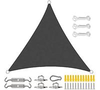 SUNCEN Waterproof Anti UV Triangular Shade Sail For Garden Terrace Balcony, Triangular Polyester Shade Sail Can Be Speak,I,4×4×4m(Noir,3x3x3metres)