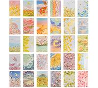 Sunch Craft 60 Sheets Vintage Oil Painting Postcards 3D Aesthetics Art Greeting Cards Flower Moon Sea Pattern Postcards