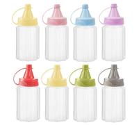 Sunch Craft 8 Pcs Mini Ketchup Squeeze Bottles 1 OZ Condiment Bottle Mini Sauce Bottle Honey Mustard Salad Dressing Sauce Bento Box Container (A)
