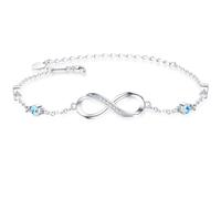 SUNCHIO 925 Sterling Silver Infinity Ankle Bracelet for Women,Endless Love Symbol Anklet in Classic Design Gifts for Women Mothers Day Gifts, 9", Sterling Silver