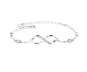 SUNCHIO 925 Sterling Silver Infinity Ankle Bracelet for Women,Endless Love Symbol Anklet in Classic Design Gifts for Women Birthday Christmas Gifts