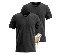 SUNCHIRI 2 Pack Merino Wool T Shirts for Men, V-Neck 100% Wool Base Layer, Breathable Undershirt for Travel, Fitness, 2xdarkgrey, XL