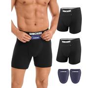 SUNCHIRI 2 Pack Vasectomy Underwear with 2 Custom Fit Ice Packs, Zip Pocket Design Long Boxers for Testicular Support and Pain Relief M