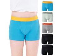SUNCHIRI Incontinence Underwear for Boys, 100ML Absorbent Washable Trainer Leak Proof Boxer Briefs for Children 5 Pack (5, Multicolor01, Large)