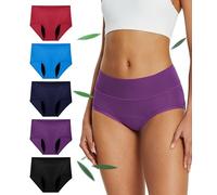 SUNCHIRI Incontinence Underwear for Women, Leak Proof Reusable Washable Full Briefs for Bladder Leak, Postpartum 5 Pack (Multicolor01, Large)