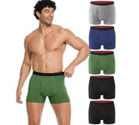SUNCHIRI Men's Incontinence Underwear, 50ML Absorbency Washable Resuable Boxer Briefs for Bladder Control Cotton 5 Pack (5, Multicolor01, M)