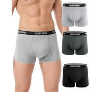 SUNCHIRI Mens Underwear, Modal Boxers Shorts Multipack of 3, Moisture Wicking Breathable Pants Trunks, No Itchy Labels Underpants (Grey Black, 2XL)