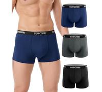 SUNCHIRI Modal Mens Boxers, Moisture Wicking Breathable Boxer Shorts, Underwear Trunks Multipack of 3, No Itchy Labels Underpants (Navy Grey Black, XL)