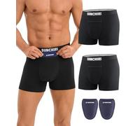 SUNCHIRI Vasectomy Underwear 2 Pack, Snug Mens Boxer Briefs with 2 Custom Fit Ice Packs for Testicular Support & Pain Relief, Black, M