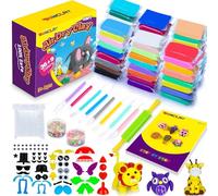 SUNCLAY Air Modeling Clay - 45 Colours with 80 Page Project Book, 9 Clay Tools, 5 Accessories, Ages 3-12