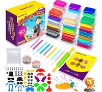 SUNCLAY Modelling Clay Air Drying - 55 Colours Clay Set with 80 Pages Instructions Book 9 Pieces Kneading Tool 5 Pieces Dough Accessories Toy Gifts for Children Boys Girls from 3 4 5 6 7 8-12 Years