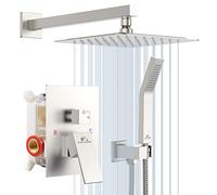 SunCleanse Shower System Rainfall Shower Faucets Set Brushed Nickel, 10 Inch Wall Mounted Rain Shower Head with Handheld Spray Shower Valve and Trim Included