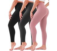 SUNCLOVE 3 Pack Leggings for Women High Waisted No See-Through Tummy Control Soft Yoga Pants Womens Workout Athletic Running Leggings, 03 Black/Grey/Pink, Small/Medium