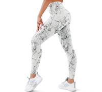 SUNCLOVE High Waisted Leggings for Women Tummy Control Buttery Soft Yoga Pants Womens Gym Workout Running Leggings, Marble White, Small / Medium