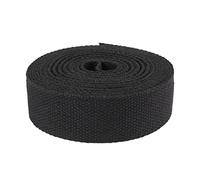 Suncoolla 5M Thicken 2.0mm Canvas Cotton Plain Weave Webbing Strap Bag Belt Tape 25/38/50mm (Black, 38mm)