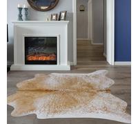 SUNCOWLLY Cowhide Rug 4.6x5.2ft Non-Slip Cow Print Rug Cow Hide Rug Premium Faux Cowhide Rug Area Rug Animal Print Rug Western Room Decor Cow Rugs for Living Room Bedroom Dinning Room